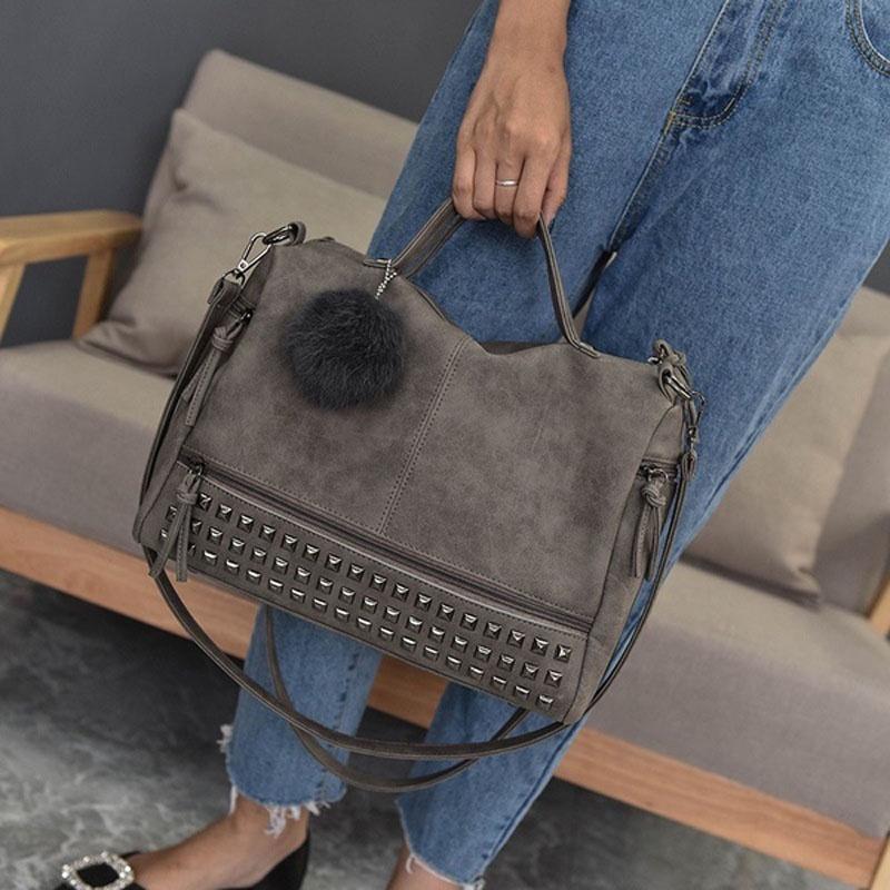 Chic And Spacious Casual Women Large Capacity Solid Rivet Shoulder Messenger Crossbody Bags
