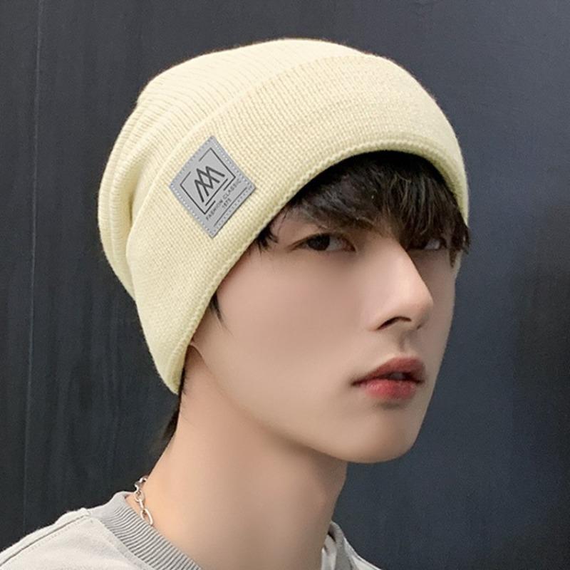 Hat Men's Autumn and Winter Warm Wool Hat Big Head Circumference Knitted Hat Trendy Brand Cotton Hat Velvet Men's Winter Cold Hat Women