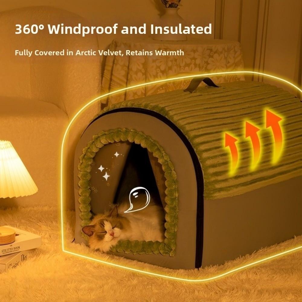 Enclosed Pet House Detachable Warm Tent Winter Dog Bed & Cat Bed  For Small Animals
