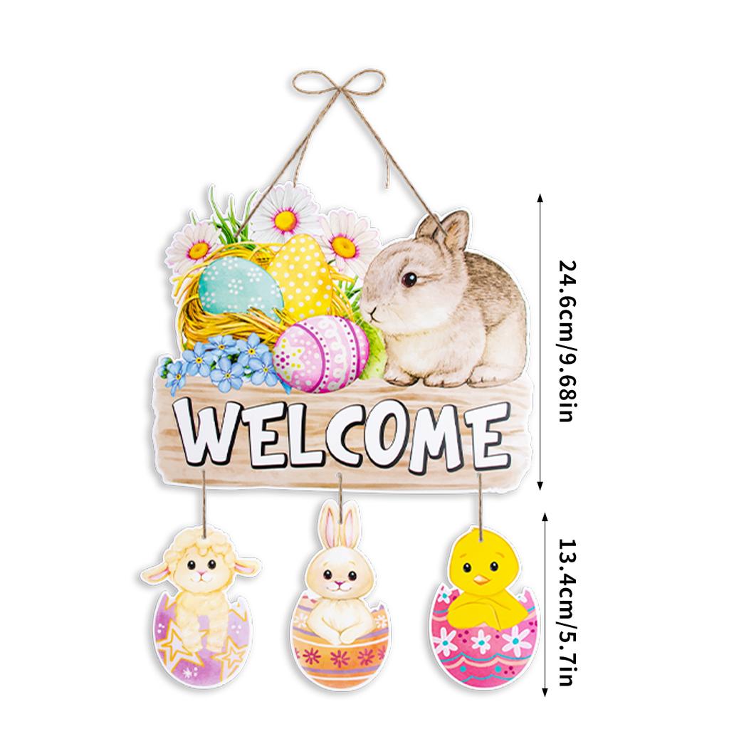 Happy Easter Decor Door Pendant Paper Rabbit Egg carrot Welcome Sign Hanging Ornament Easter egg hunt Spring Party Wall decor