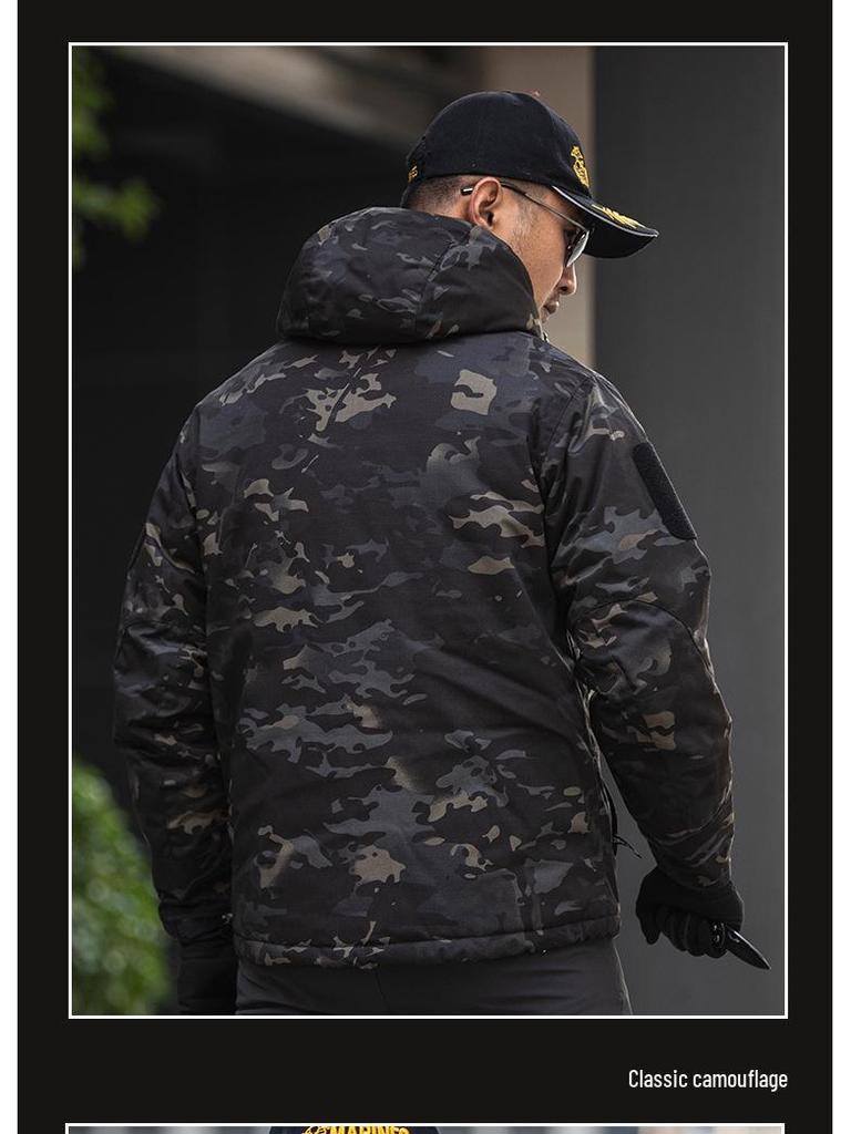 Pánská zimní taktická bunda Angken s červeným plamenovým maskováním a tepelně reflexní úpravou