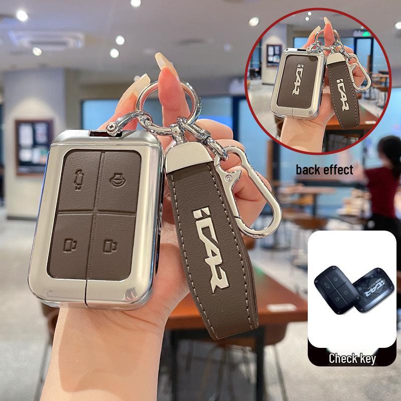 Chery iCAR V23 Key Case: Smart Bluetooth Remote Protective Metal Leather Cover