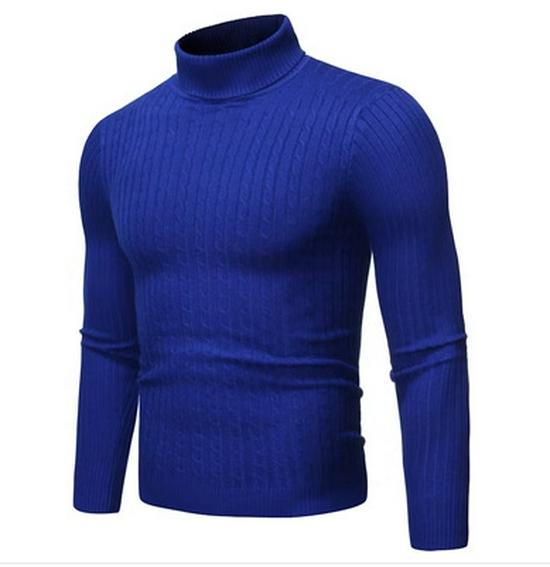 

Европейский и американский трикотажный свитер с высоким воротником - Большой размер, Повседневная мода Double Extra Large королевский синий