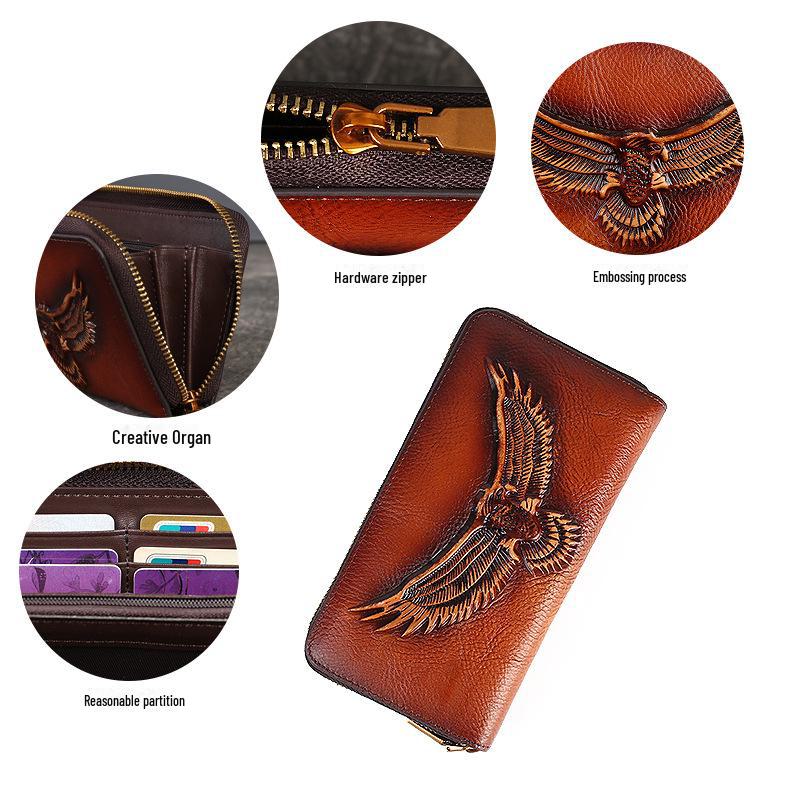 Unisex Genuine Leather Cowhide Wallet with Large Capacity Card Slots and Mobile Phone Pocket