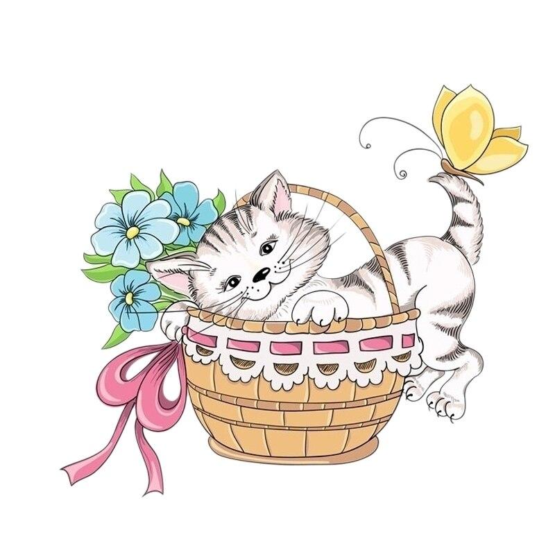 cat flower basket
