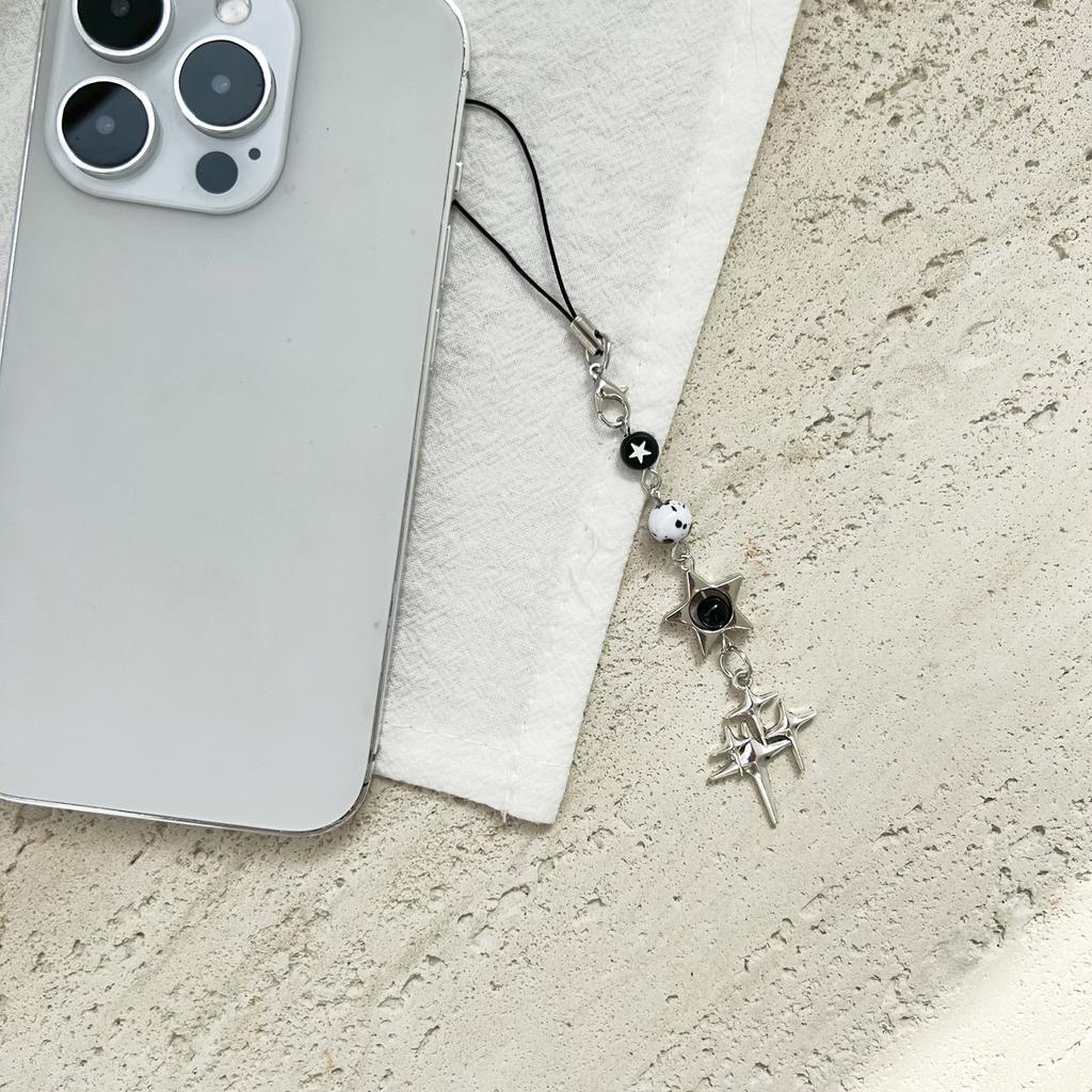 Stylish Beaded Star Phone Chain Multifuntional Beads Accessory Keyring Decors Phone Strap for Fashion Enthusiasts