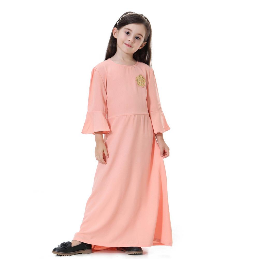 Muslim Kids Girls Prayer Dress Hijab Abaya Robe Arab Dubai Children Ramadan Kaftan Headscarf Islamic Eid Party Gown Jilbab
