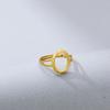 S925 Sterling Silver Gold-Plated Adjustable Oval Ring - Handmade Exquisite Fashion, 8x10 Open Setting, Light Luxury Design