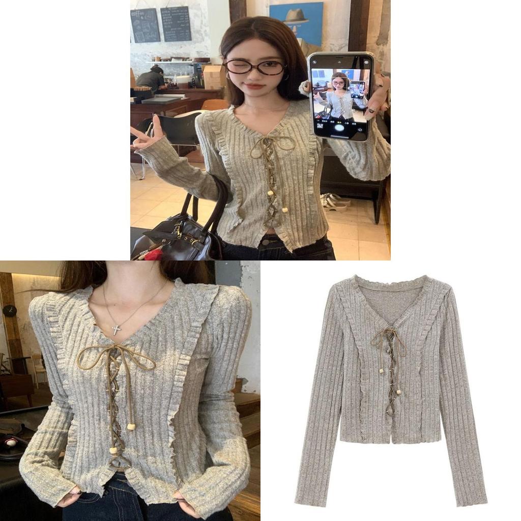 T Shirt Women V Neck Long Sleeve Polyester Slim Fit Casual Top For Streetwear And Daily Use