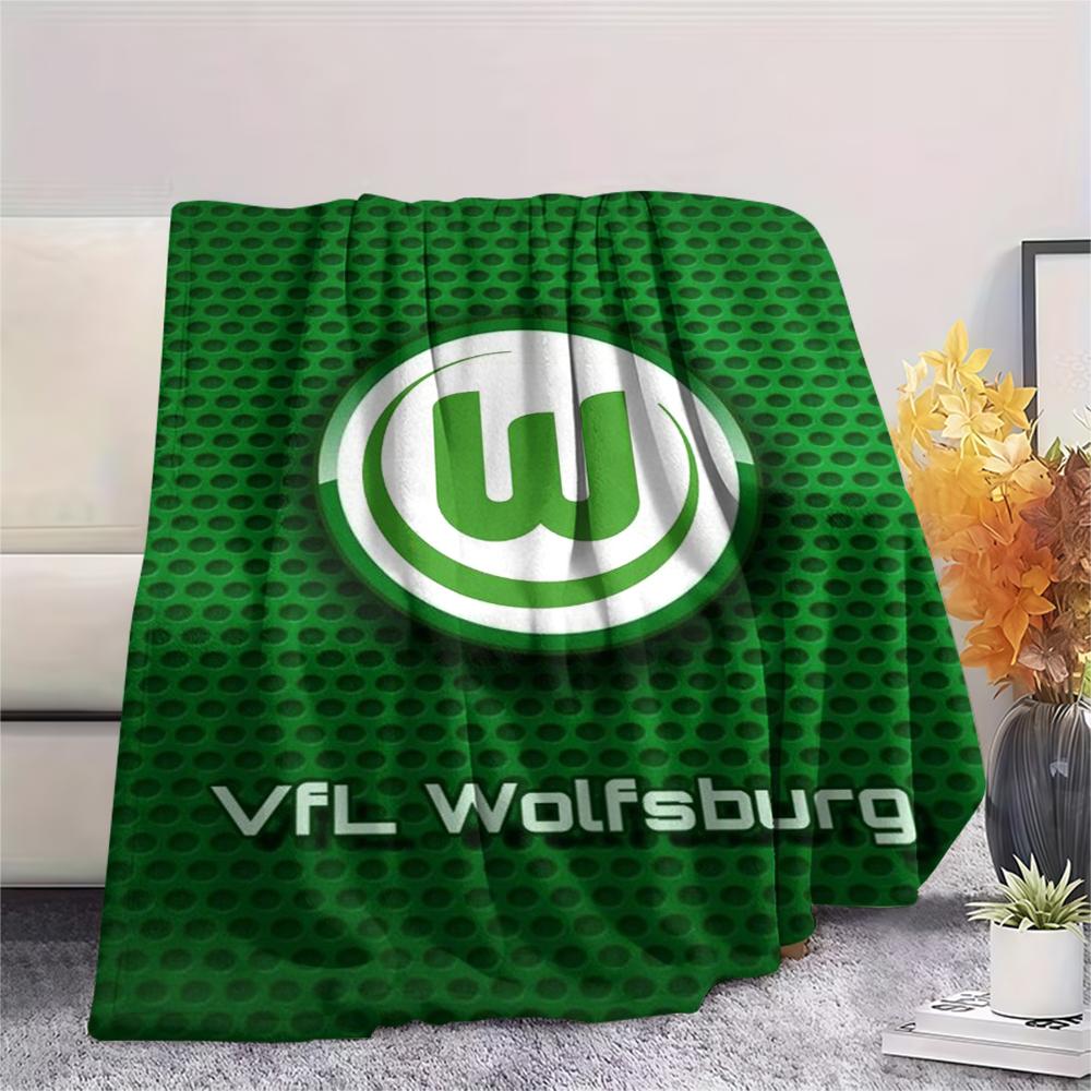 1 szt. Koc flanelowy z nadrukiem VfL Wolfsburg, Wysokiej jakości, Wygodny na wszystkie pory roku, Wystrój domu, Ciepło i komfort, Idealny na prezenty świąteczne101