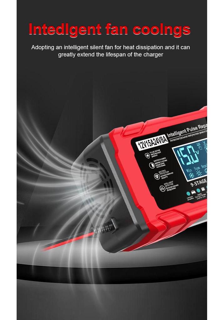 12V/24V Pulse Charger: 14.6V15A LiFePO4 Battery Charger for Motorcycles & Cars