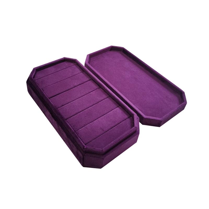 

Высококачественная бархатная восьмиугольная коробка для хранения колец, поднос для демонстрации ювелирных изделий, витрина для прилавка ювелирного магазина, коробка для хранения колец фиолетовый