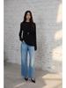 Yang Shulin Retro Snowflake Blue Jeans: Hong Kong Style Loose Slimming Flare Pants for Spring and Autumn.