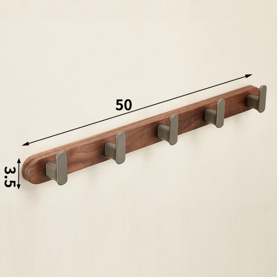 Walnut Wood Wall Hook Black Grey Aluminum Creative 3 4 5 Row Hooks for Bathroom Bedroom Decorative Coat Towel Key Holder Hanging
