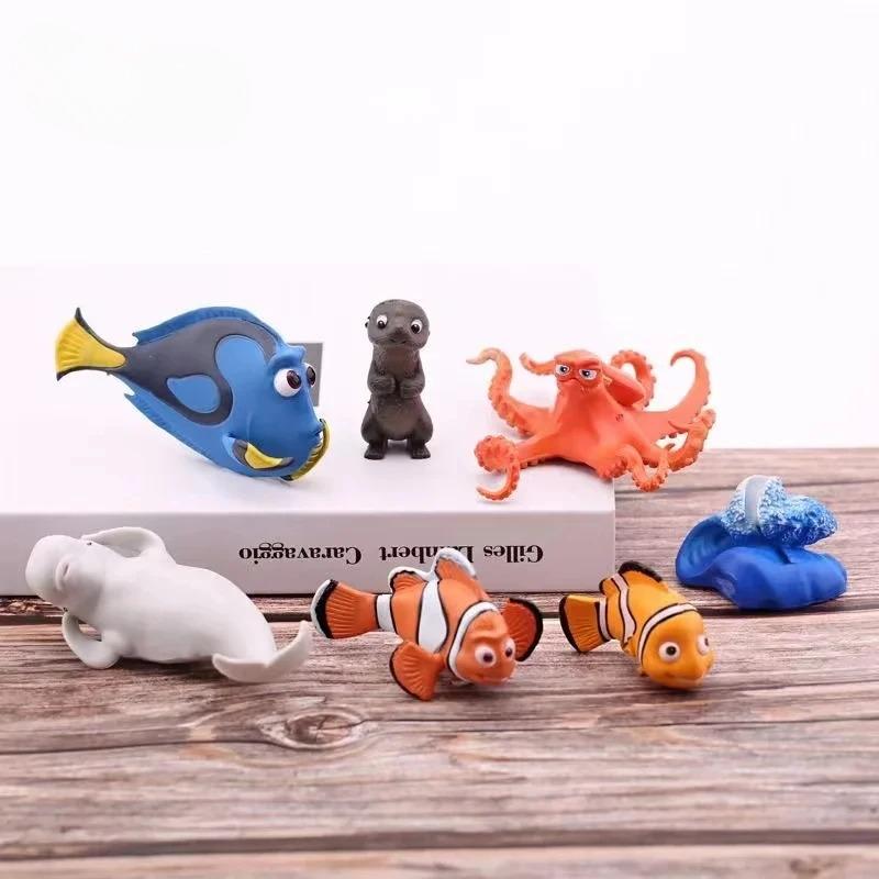 6 Pcs Disney Finding Nemo Dory Clownfish PVC Toy Model Statue Doll Series Decoration Doll Birthday Gift