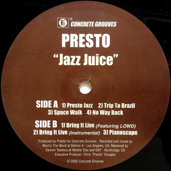

12inch Record PRESTO Jazz juice CG004 2002 US Rap HipHopRB Used