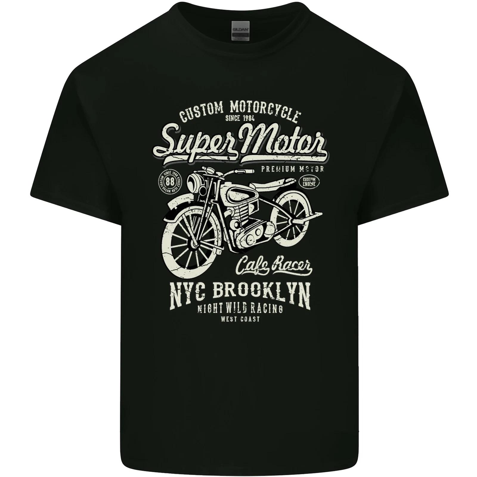 Super Motor Cafe Racer Motorcycle Biker Kids T-Shirt Childrens M