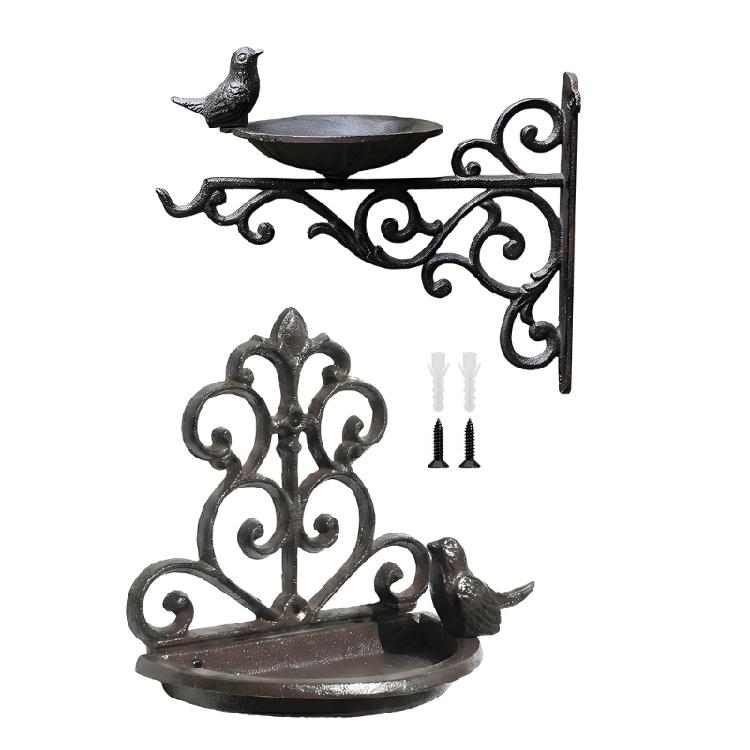 Handcrafts Cast Iron Bird Food Dish Wall Decors With Nordic Design Hanging Bird Feeding Station For Home Backyard Garden
