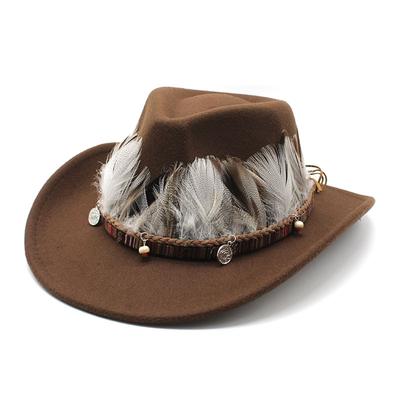 Ethnic Woolen Hat Men'S And Women'S Couple Hats Woolen Western Cowboy Top Hat