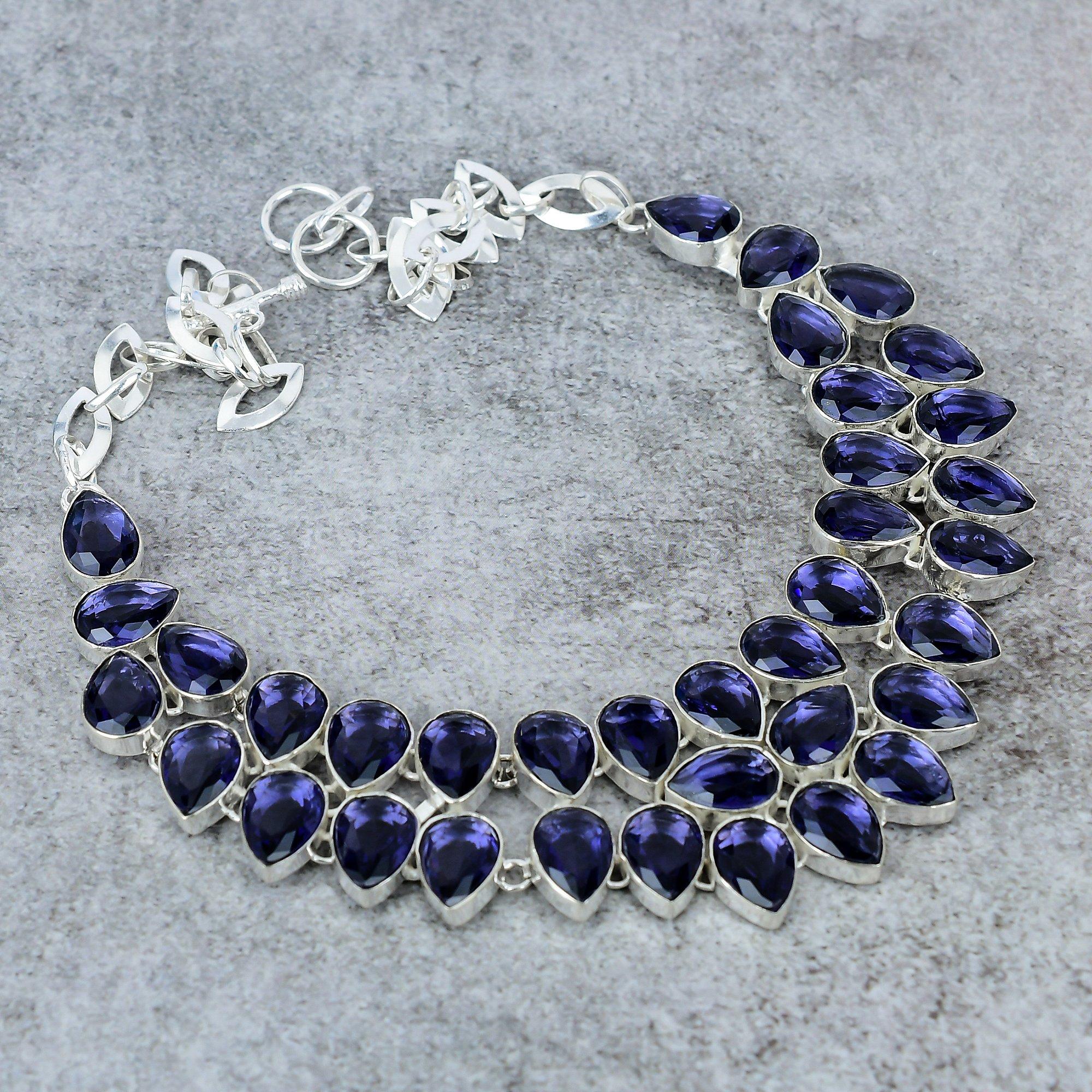 

Amethyst Gemstone Handmade 925 Sterling Silver Jewelry Necklace 18 M-312