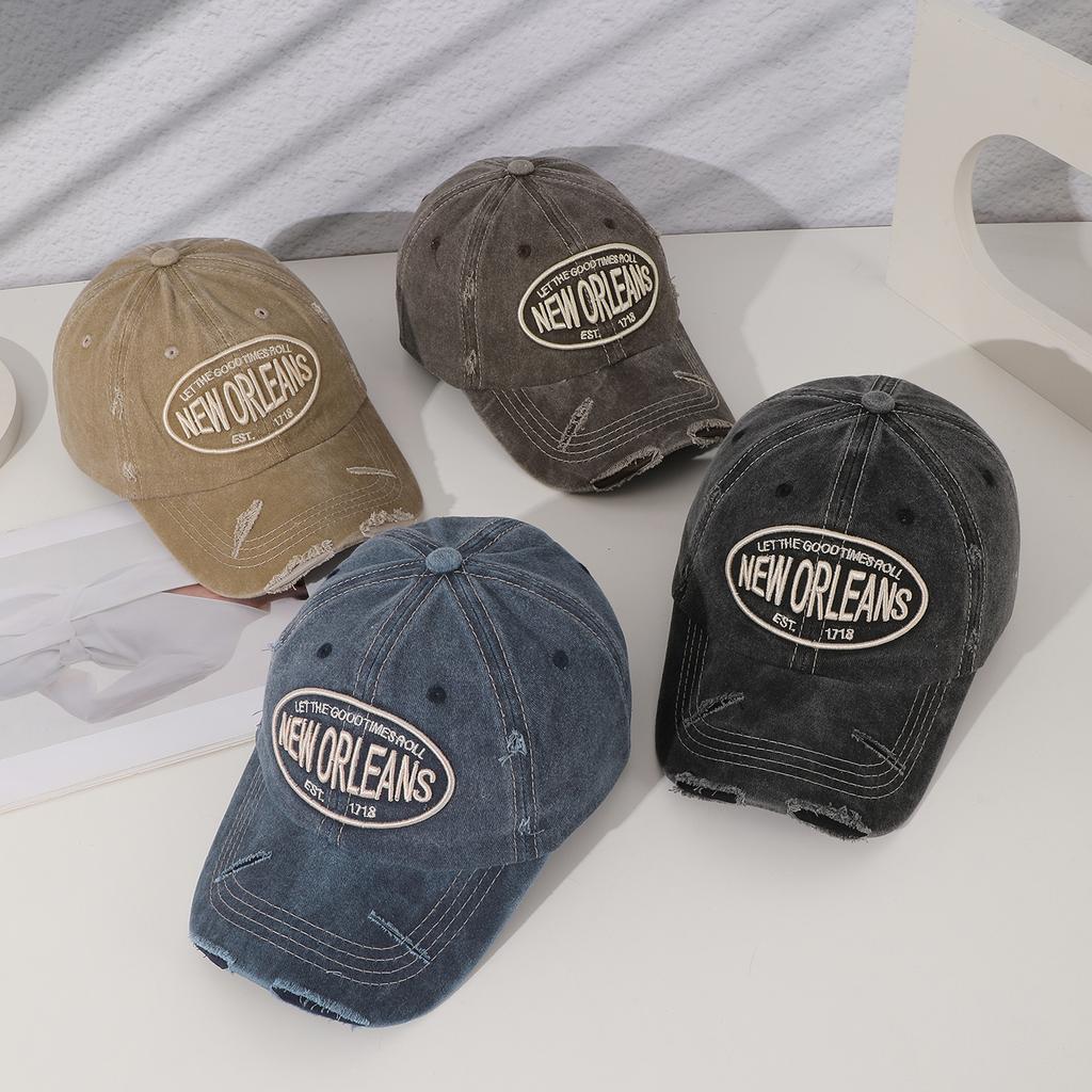 Spring Summer Vintage do old washed embroidered letter 1718 baseball cap soft top comfortable cotton visor