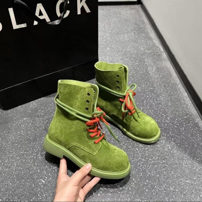 First Layer Cowhide Thick-soled Martin Boots Women's Versatile New Color Dopamine Outdoor Mountaineering Locomotive Short Boots