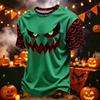 Men's Casual Corduroy Short Sleeve Crew Neck Lightweight Breathable T-Shirt Halloween Print Lettering Design