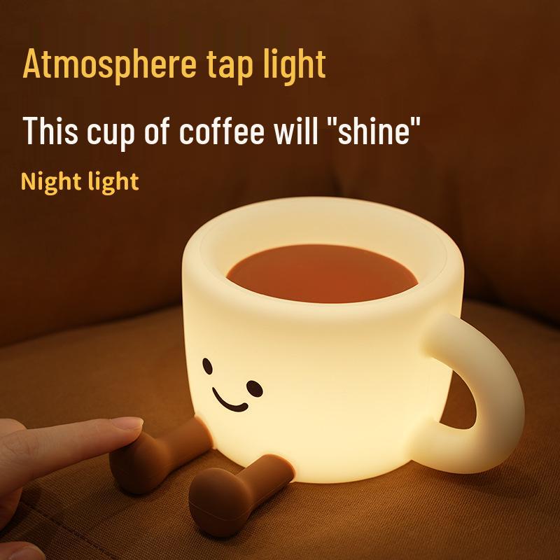 USB Wiederaufladbares Nachtlicht Silikon Kaffeetasse - Kreativer Schlafbegleiter für den Nachttisch