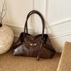 PU Tote Bag for Women with Cracked Texture Design and Metal Clasp Closure Ideal for Daily Use Work and Casual Outings