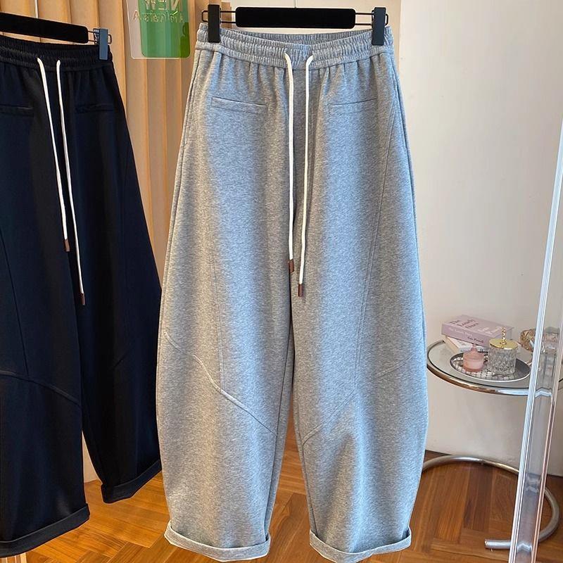 Women s Gray Wide-Leg Curved Blade Pants - Spring 2026 New Loose High-Waisted Harem Pants L (suggested for 101-115 lbs) серый