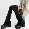 Women's Fashion Leg Warmers Spring Thin Foot Cover Long Stocking JK Girls Solid Color Over The Knee Tie-up Thigh-high Foot Socks