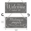 SUPERDANT Meeting Sign for Office Door Double-side Meeting In Progress Welcome Please Come In Hanging Wooden Sign Plaque Door Sign Do Not Disturb