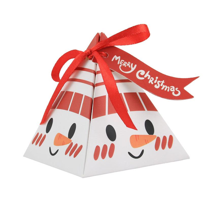 50pcs Christmas Candy Gift Box with Tag Ribbons Cookie Snack Chocolate Packaging Box Bags 2024 Xmas New Year Party Navidad Noel