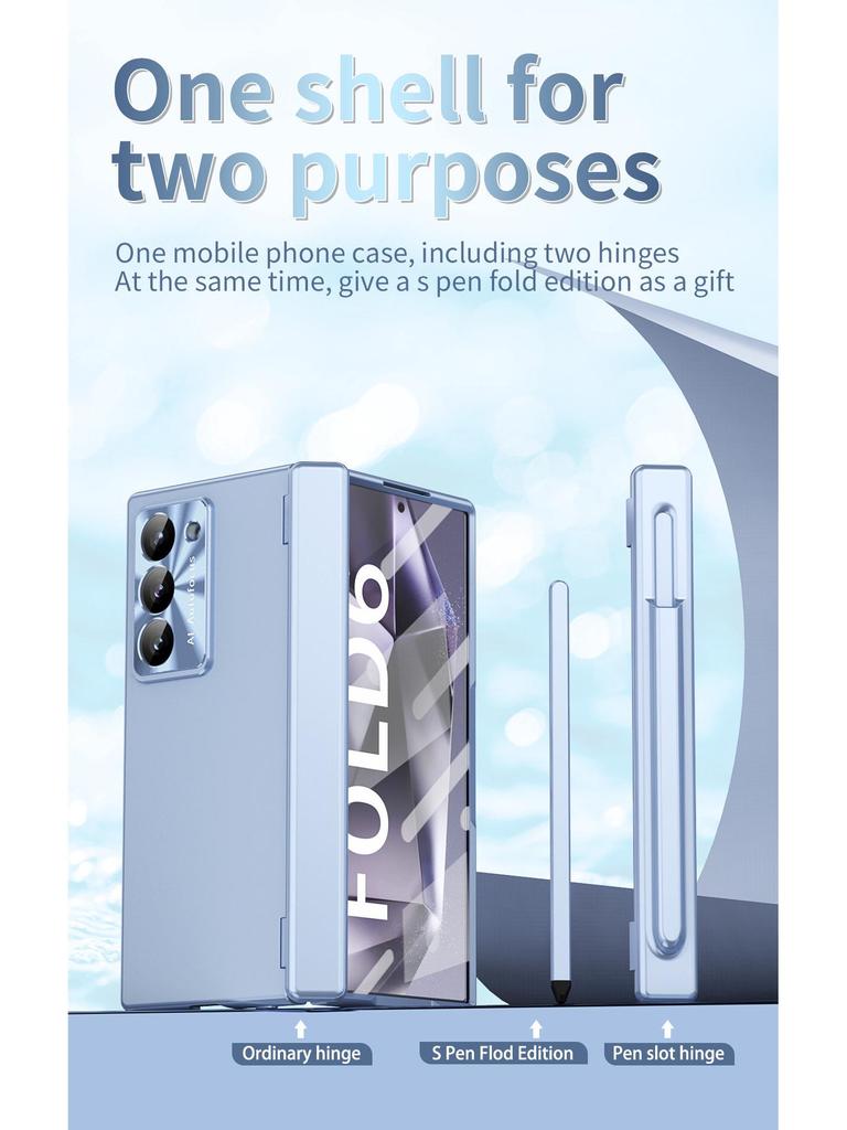 Compatible Samsung Z Fold7/6 Case with Dual Hinge Pen Slot, Pen Shell Film, Full Coverage, and Drop-proof Protection.