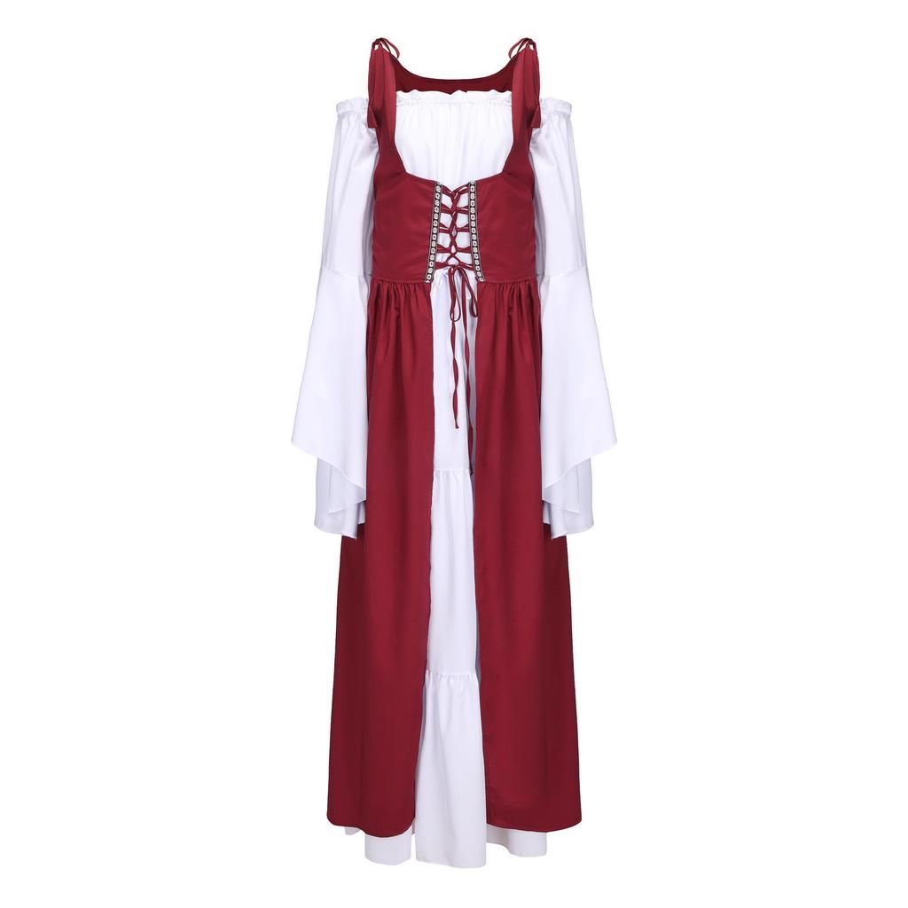 Medieval Renaissance Lace-Up Corset Dress - European & American Vintage Halloween Costume.