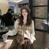 Fake Two Piece Diamond Plaid Splice Knitted Sweater Women Autumn Design Sensible Small Number Sweaters Layered with Cardigan Top