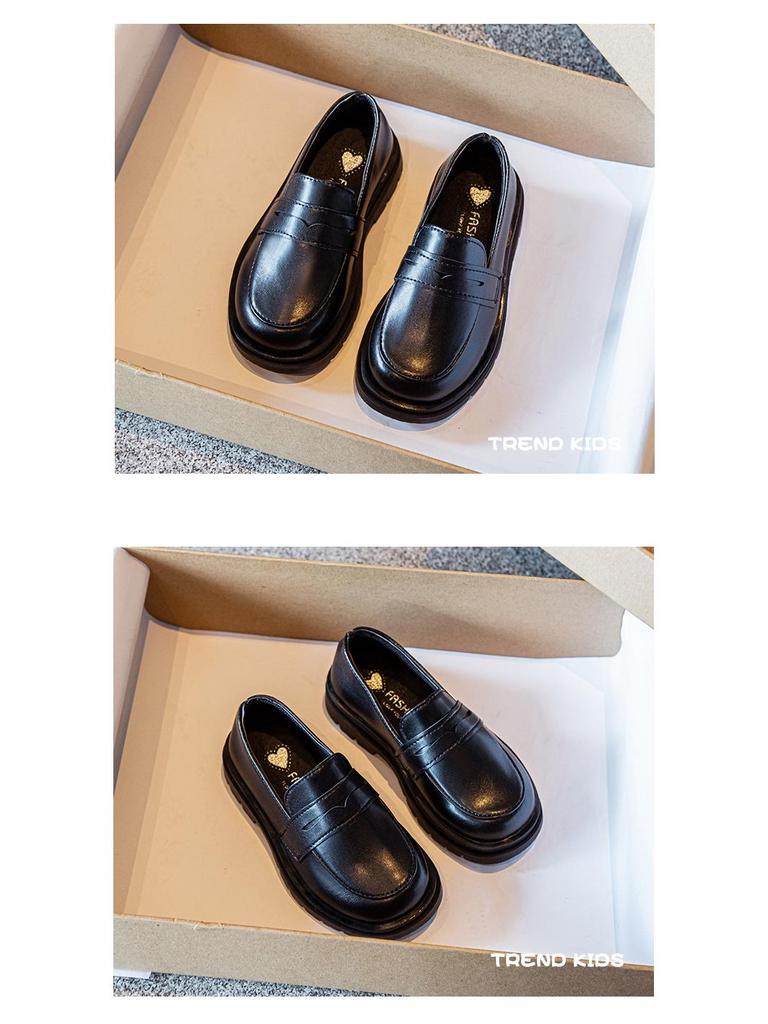 Children's Black Leather British-Style Retro Princess Shoes for Spring & Autumn 2025