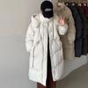 European long white duck down jacket women's 2025 winter fashion design sense streamer to keep warm over the knee thickened jacket