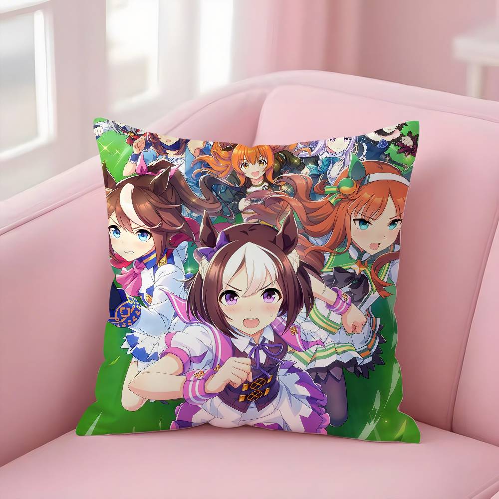 Anime U-Uma Musume Pretty DerbyS Pillow Case Soft Plush Fabric Double Sided Print Decorative Home Living Room Gift Cushion Cover