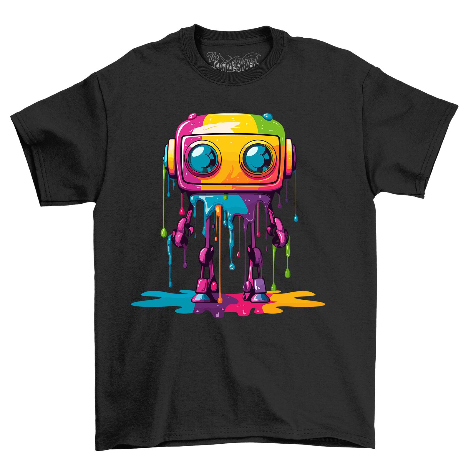 

Robot 2 Paint Drip Design T-Shirt Mens Womens Tees Top - Funny and Funky! Unisex Printed Design, 100% XL