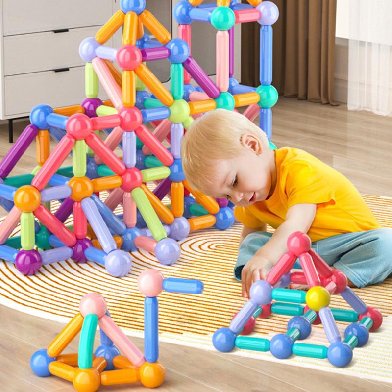Assembled Magnetic Building Blocks Cube Set Early Education Toys Brain Development Puzzle For Baby Creative Magnetic Rod Toy