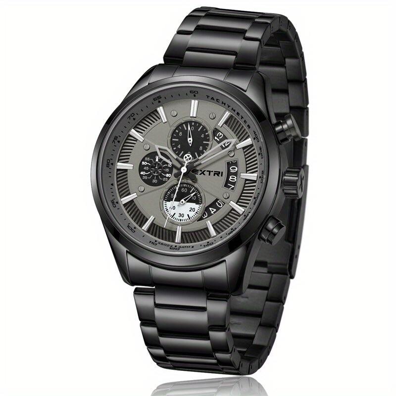 

Модные мужские часы класса люкс из нержавеющей стали кварцевые часы мужские деловые хронограф календарь водонепроницаемые наручные часы