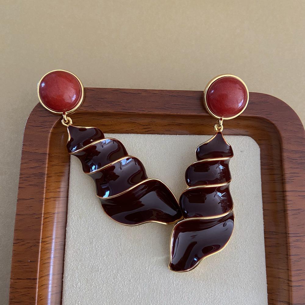 

Красочные серьги-подвески в стиле Y2K из кристаллов агата с серебряными иглами