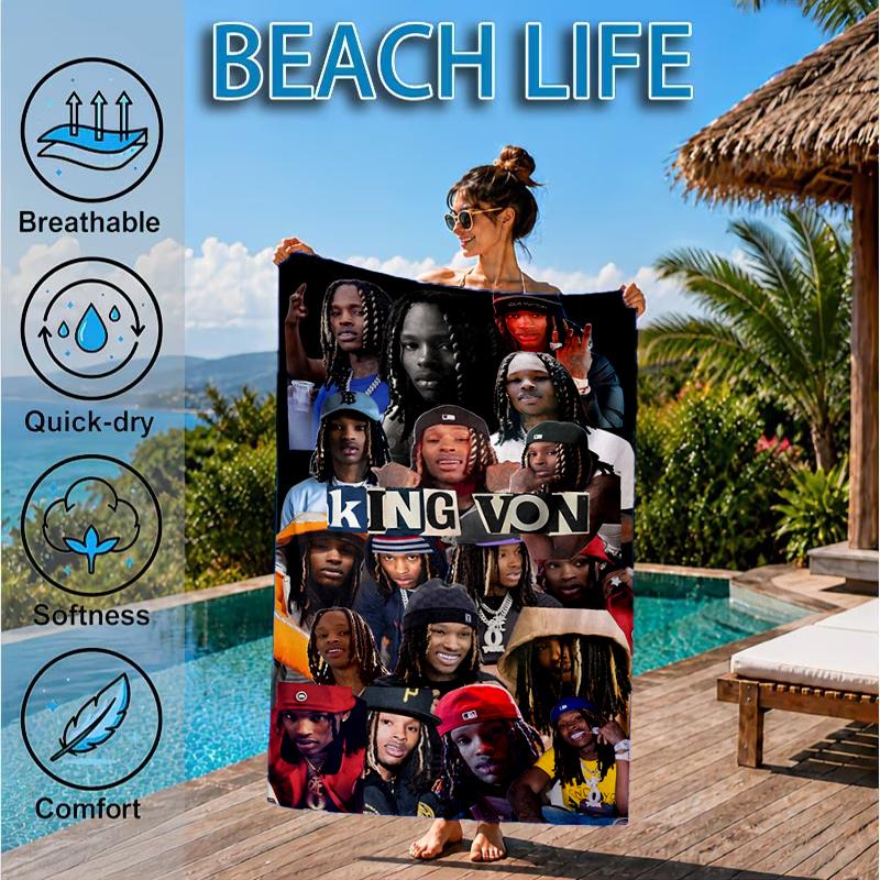 King Of The Rapper Beach Towel, Microfiber Beach Towel, Perfect For Pool, Beach, Travel, Home Decor Beach Party Fan gifts