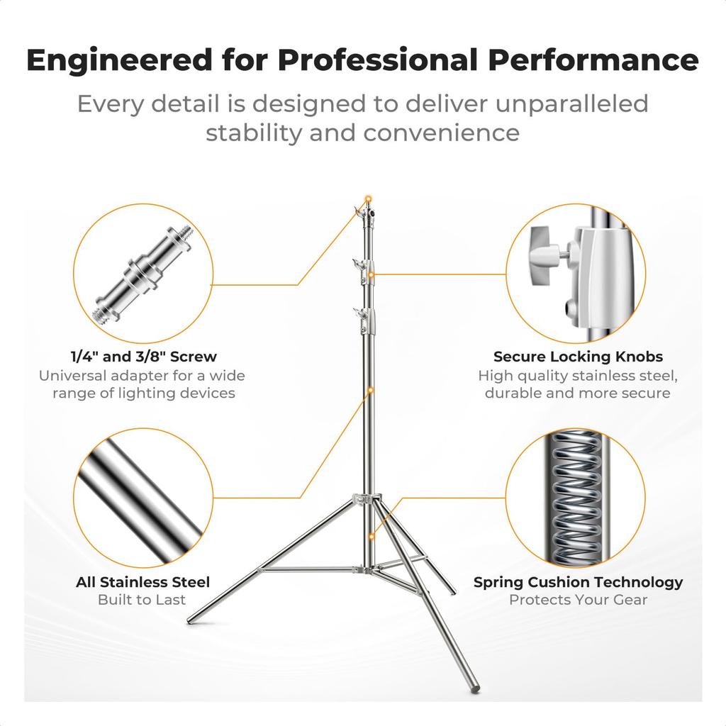 CONCEPT Light Stand for 10kg Load Stainless TL04 K&F Photography, 2.8M, Capacity, Steel,
