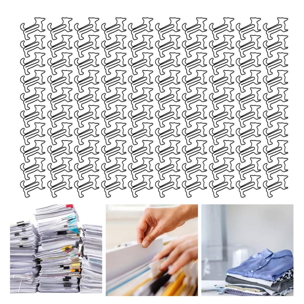 100pcs Dog Shape Paper Clips Creatively Cute Plated Metal Bookmark Paper Clips for Students Stationery