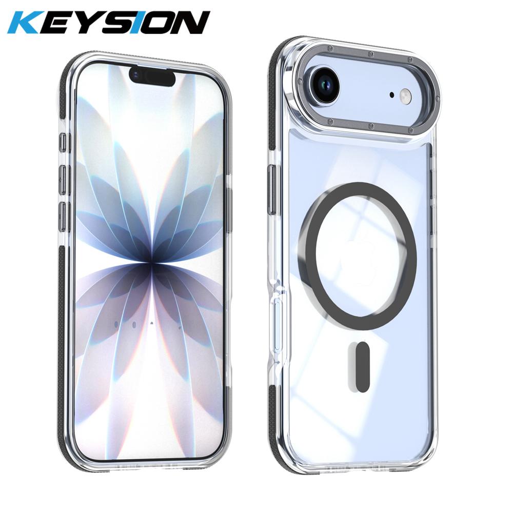KEYSION HD Transparent Magnetic Case for MagSafe for iPhone 17 Pro Max Wireless Charging Shockproof Phone Cover for iPhone17 Air