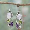 gift Engagement Wedding Jewelry Hook Multi-Gemstone Peridot Moonstone Earrings Amethyst Ear Stud