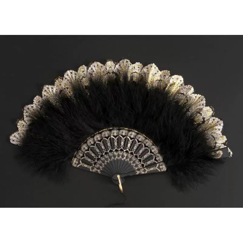 Japanese-Style Lolita Retro Black and White Lace Lolita Embossed Floral Folding Fan Tea Party Feather Fan