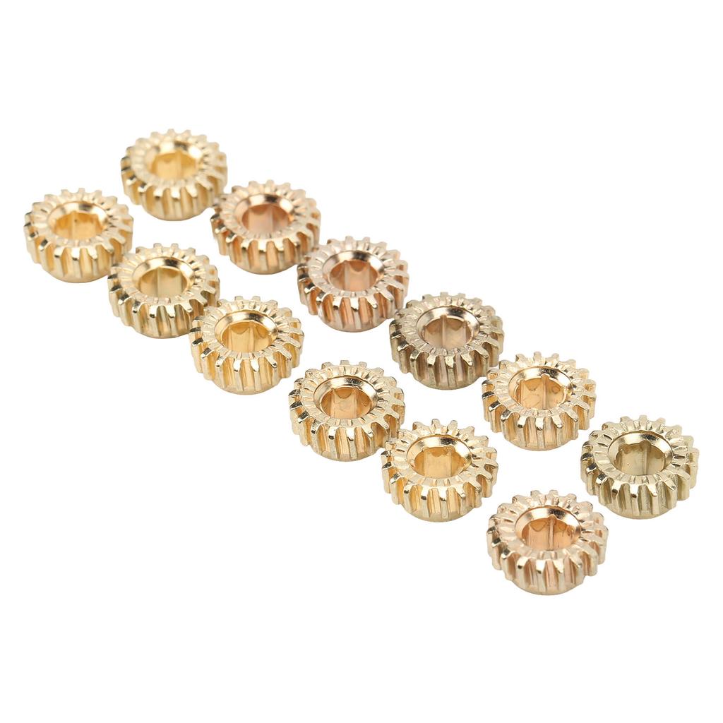 12 Pcs Tuning Peg Gear 12mm Diameter 1:18 Ratio Hex Hole Metal Guitar Machine Heads Mount Gear Gold